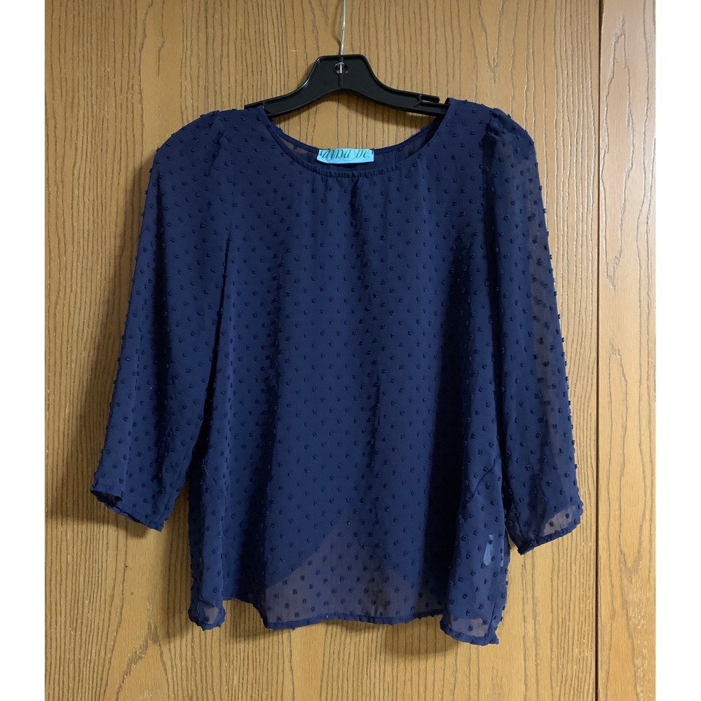 Aina Be Sheer Dark Blue Top Size S